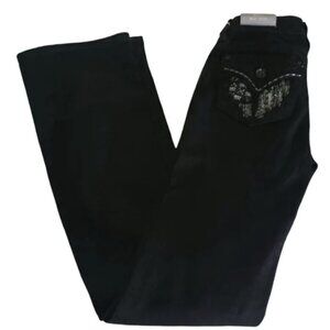 Miss Me Women's Mid-Rise Black Wing Bootcut Jeans 23x34 New